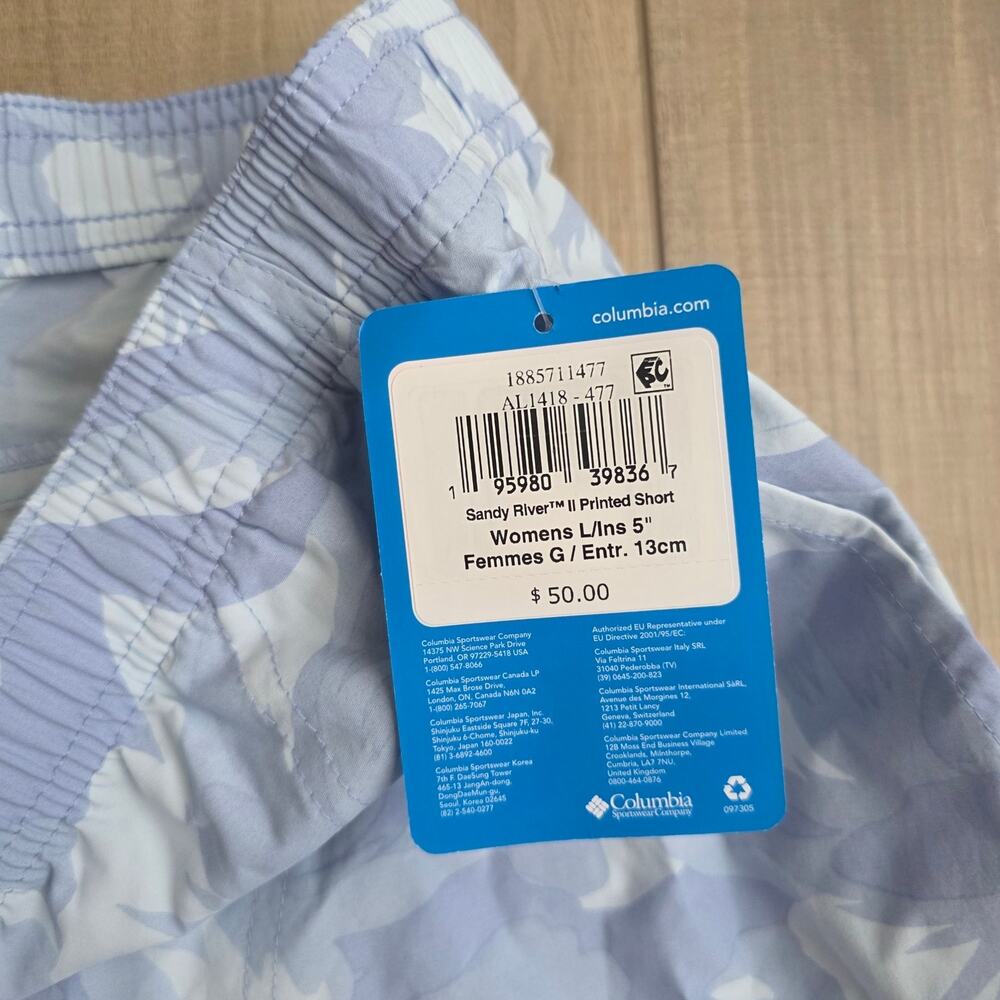Columbia Women's Sandy River II Printed Blue Shorts Women Sz L - Picture 7 of 11